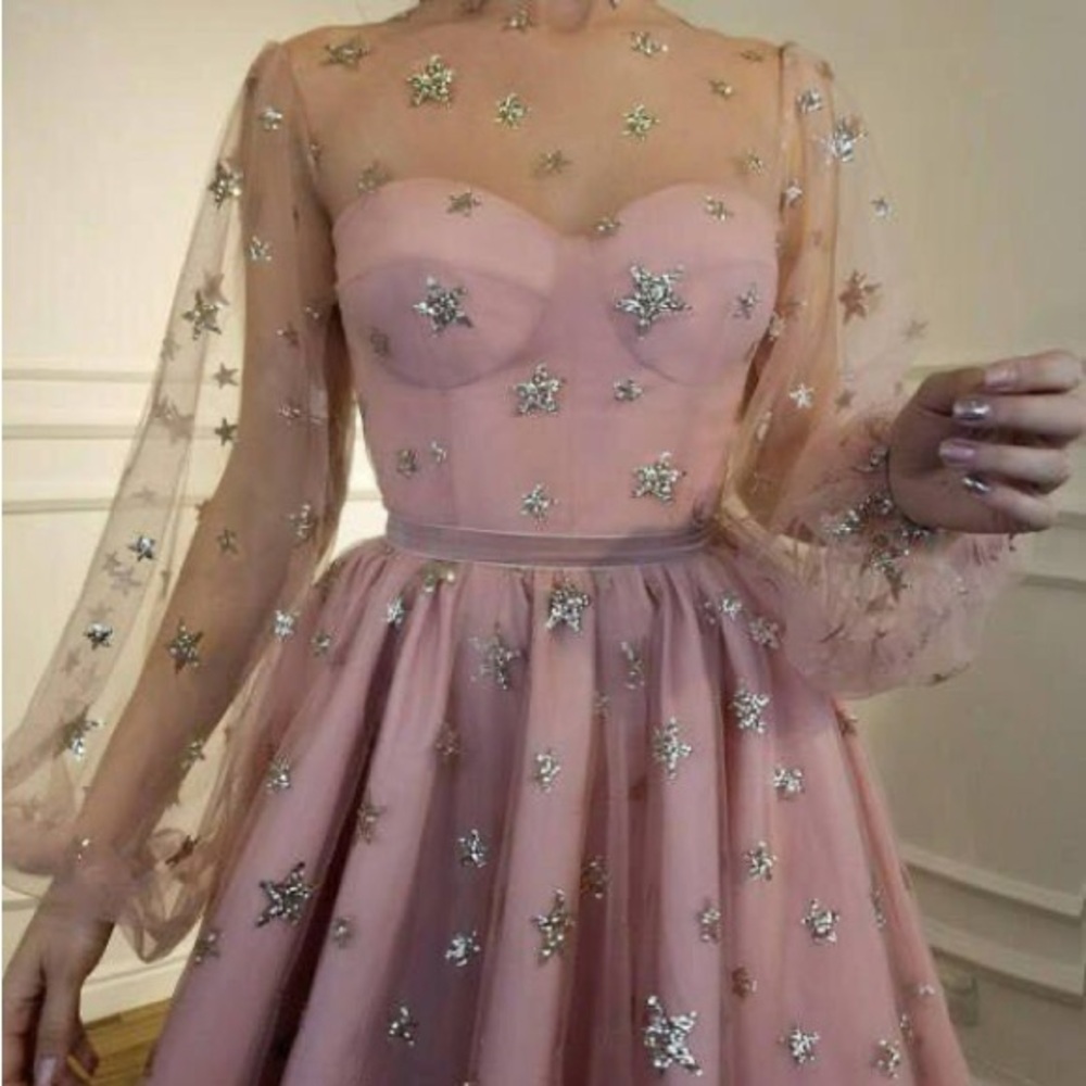 Lirika Matoshi Teuta Pink Glitter Star Sweetheart Tulle Dress worn once - Picture 2 of 12